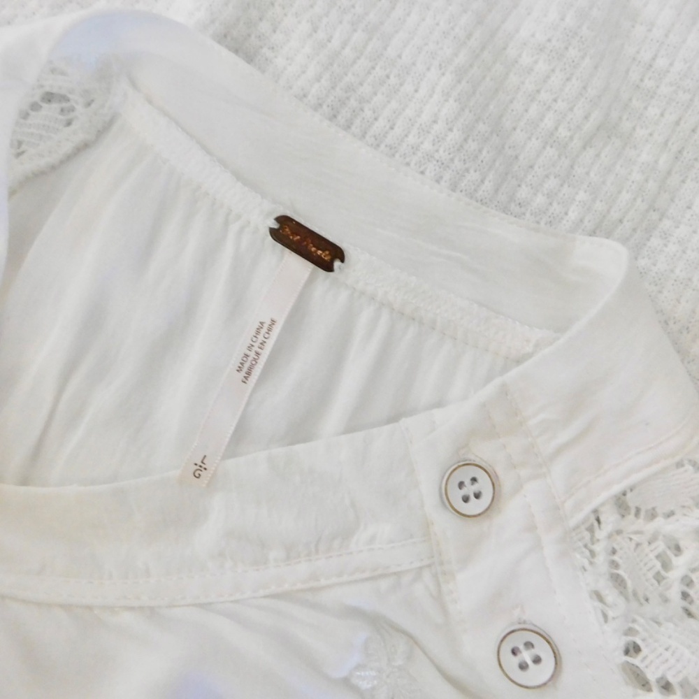 Free People White Lace Sleeve Top - Picture 12 of 15